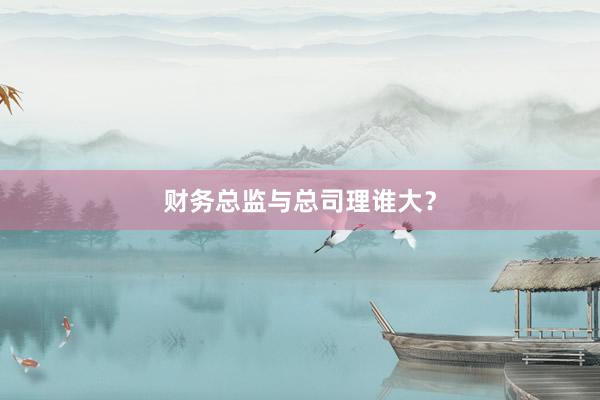财务总监与总司理谁大？
